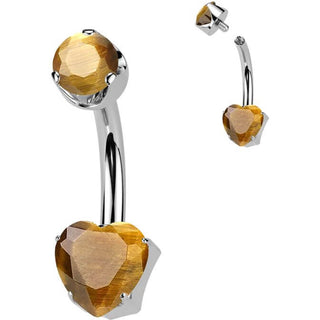 Titanio Piercing ombligo piedra preciosa natural de corazón Rosca interna