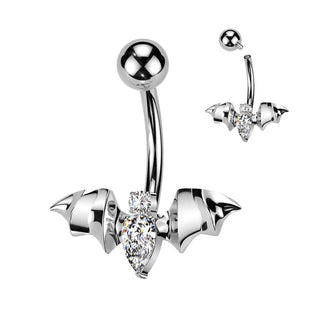 Titanium Belly Button Piercing bat zirconia Internally Threaded