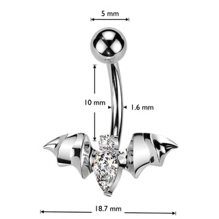 Titanium Belly Button Piercing bat zirconia Internally Threaded