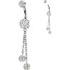 Titanium Belly Button Piercing zirconia chain dangle Internally Threaded