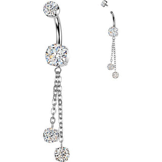 Titanium Belly Button Piercing zirconia chain dangle Internally Threaded