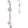Titanium Belly Button Piercing zirconia chain dangle Internally Threaded
