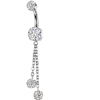 Titanium Belly Button Piercing zirconia chain dangle Internally Threaded