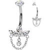 Titanium Belly Button Piercing zirconia chain dangle Internally Threaded