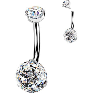Titanium Belly Button Piercing double zirconia Internally Threaded