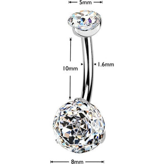 Titanium Belly Button Piercing double zirconia Internally Threaded