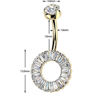 Titanium Belly Button Piercing zirconia baguette cut Internally Threaded