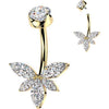 Titanium Belly Button Piercing zirconia flower marquise cut Internally Threaded