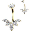 Titanium Belly Button Piercing zirconia flower marquise cut Internally Threaded