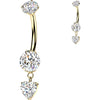 Titanium Belly Button Piercing prong set cubic zirconia heart dangle Internally Threaded