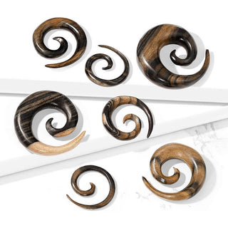 Spiral Natural Ebony Wood Striped Spiral Taper