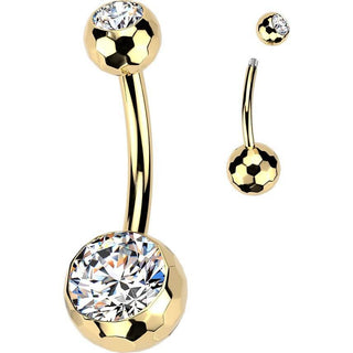 Titanium Belly Button Piercing double zirconia