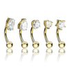Eyebrow Piercing Silver Zirconia, 5  pieces