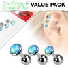 Barbell Opal Round Silver, 3  pieces