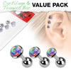 Barbell Opal Round Silver, 3  pieces