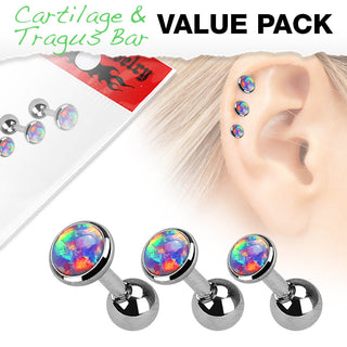 Barbell Opal Round Silver, 3  pieces