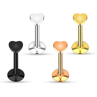Labret Heart Internally Threaded, 4  pieces