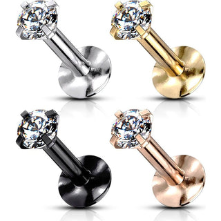 Labret Zirconia Round Internally Threaded, 4  pieces