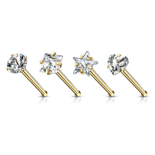 Nose Stud Set Zirconia Silver, 4  pieces