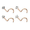 Nose Screw Set Zirconia Silver, 4  pieces