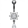 Piercing ombligo Flor de Cristal con Gota Colgante
