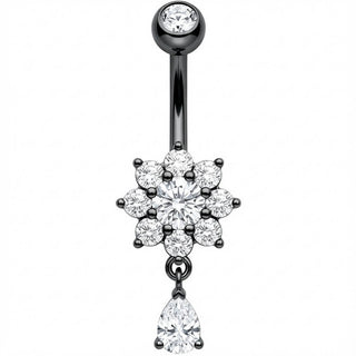 Piercing ombligo Flor de Cristal con Gota Colgante