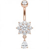Piercing ombligo Flor de Cristal con Gota Colgante