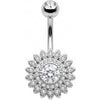 Belly Button Piercing Crystal Paved Sunflower