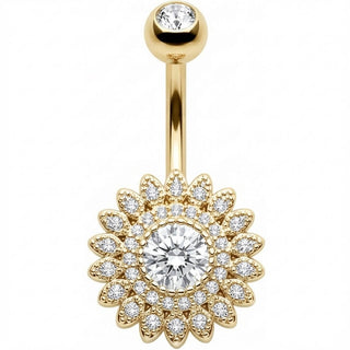 Piercing ombligo Girasol Pavé con Cristales