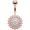 Piercing ombligo Girasol Pavé con Cristales