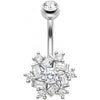 Piercing ombligo Copo Nieve Cristal Baguette