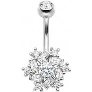 Piercing ombligo Copo Nieve Cristal Baguette