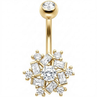 Piercing ombligo Copo Nieve Cristal Baguette