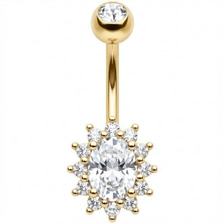 Piercing ombligo Halo Cristal Ovalado Radiante