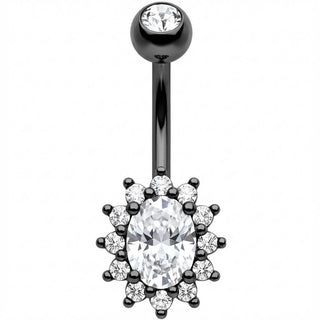 Piercing ombligo Halo Cristal Ovalado Radiante