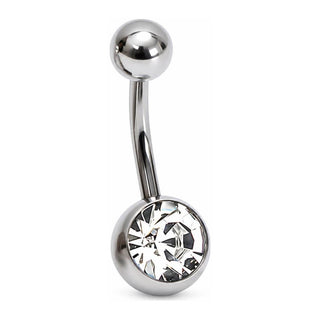 Titanium Belly Button Piercing Large Clear Zirconia