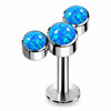 Titanium Labret Triple Opal Curve Internally Threaded
