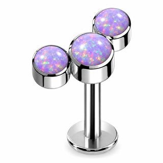 Titanium Labret Triple Opal Curve Internally Threaded