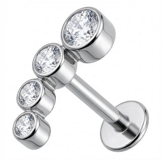 Titanio Arco Curvo Cuatro Cristales Rosca interna Labret