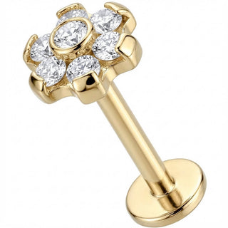 Titanio Flor de Cristales Brillantes Rosca interna Labret