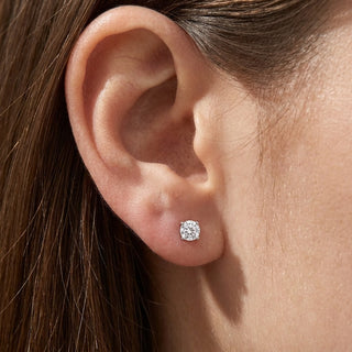 Titanium Earring Four Prong Round Clear Stone