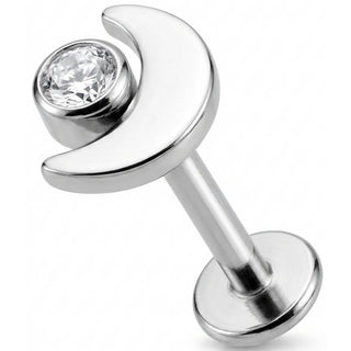 Titanio Luna Creciente con Cristal Rosca interna Labret