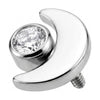 Titanium Top Crescent Moon And Zirconia Internally Threaded
