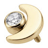 Titanium Top Crescent Moon And Zirconia Internally Threaded
