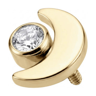 Titanium Top Crescent Moon And Zirconia Internally Threaded