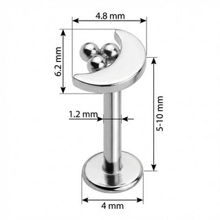 Titanio Luna Creciente Con Tres Bolitas Rosca interna Labret