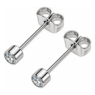 Titanium Earring Bezel Set Clear Crystal