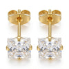 Titanium Earring Square Prong Set Gemstone