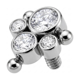 Titanium Top Four Zirconia Bead Cluster Internally Threaded