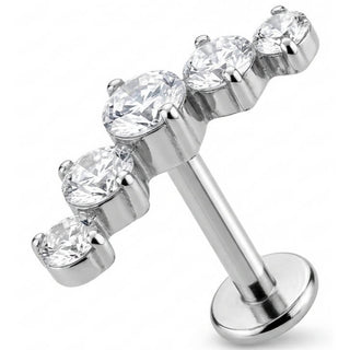 Titanio Arco Curvo de Cinco Cristales Rosca interna Labret